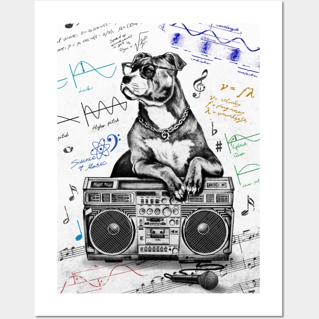 Music Science Dog W Wall Art by Hris Rizz